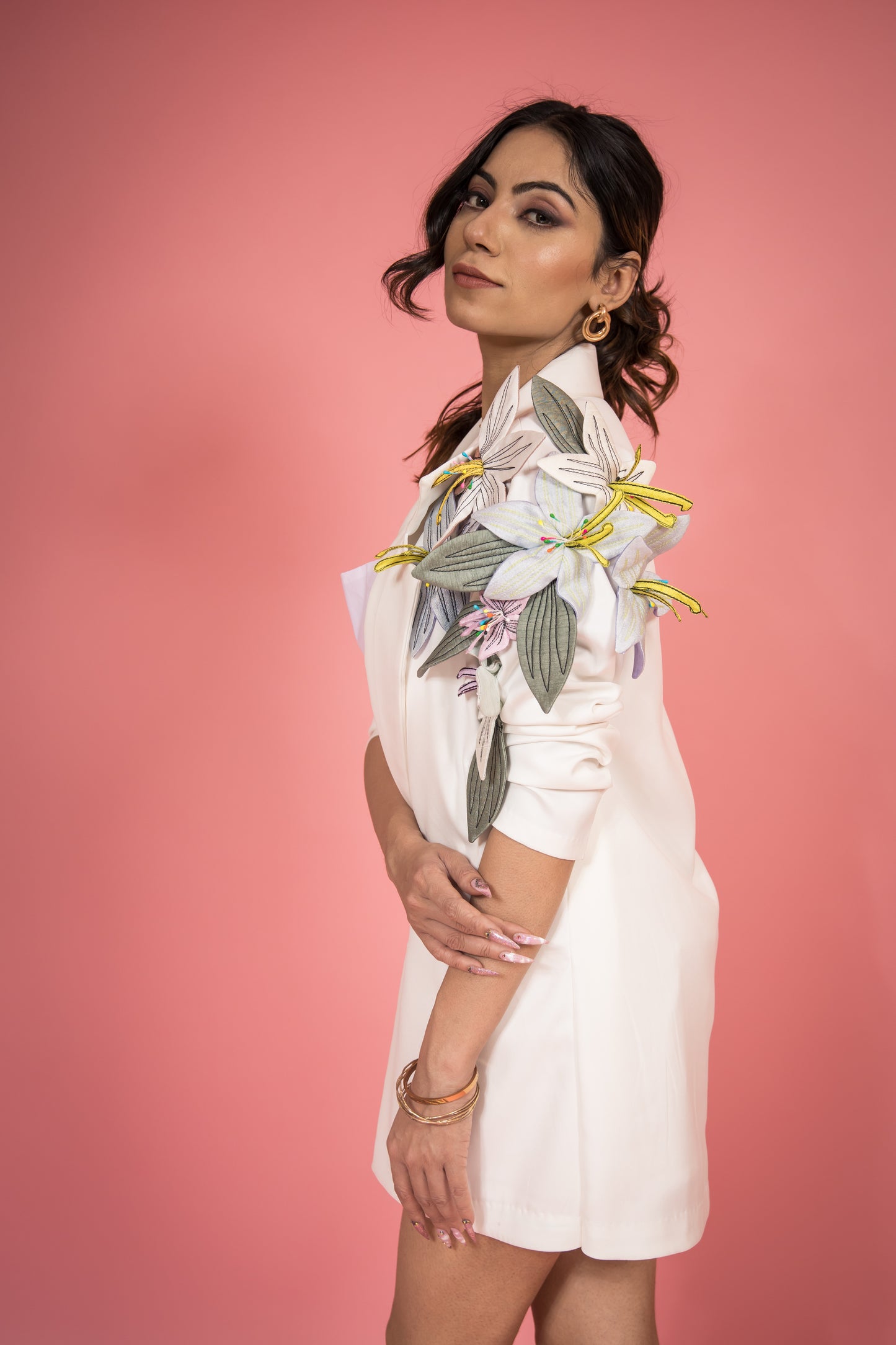 Gulbaz 3D Floral Blazer Dress