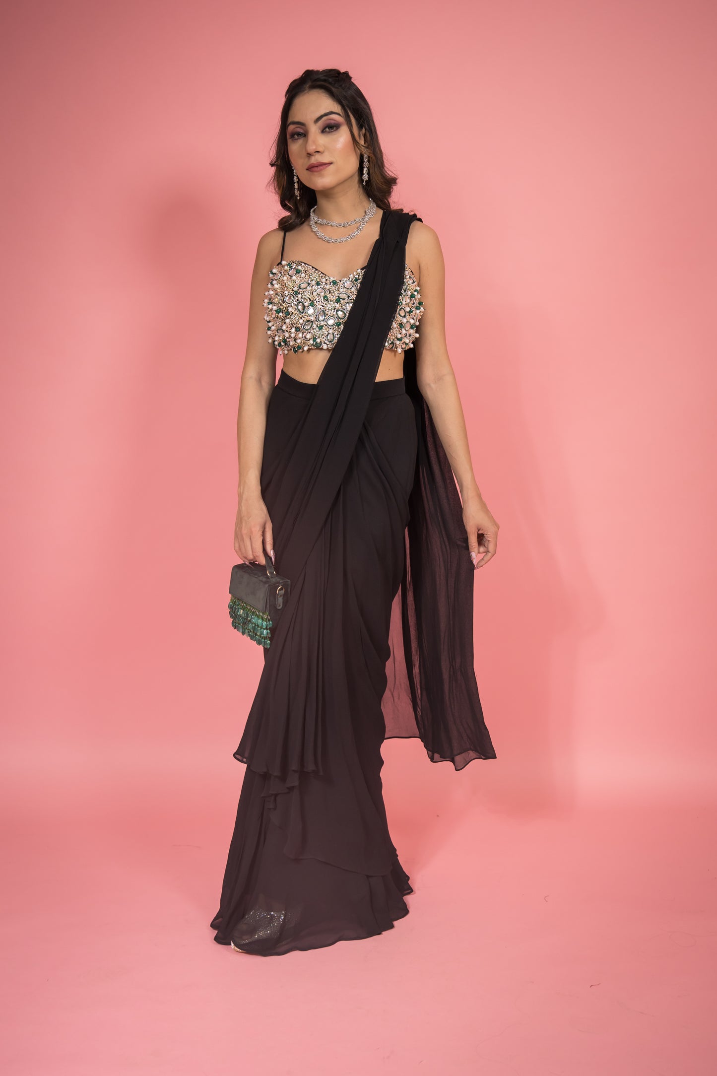 Nysaa Polki Jadau Stone Embroidered Saree