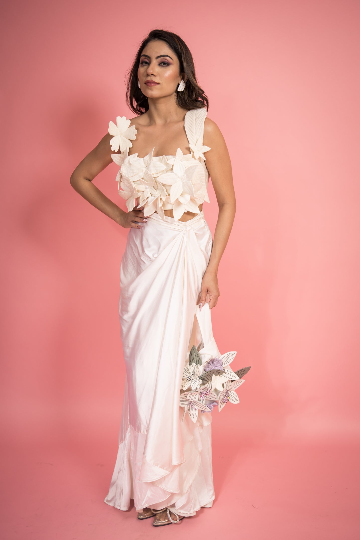 Gulbahar All White 3D Floral Coord