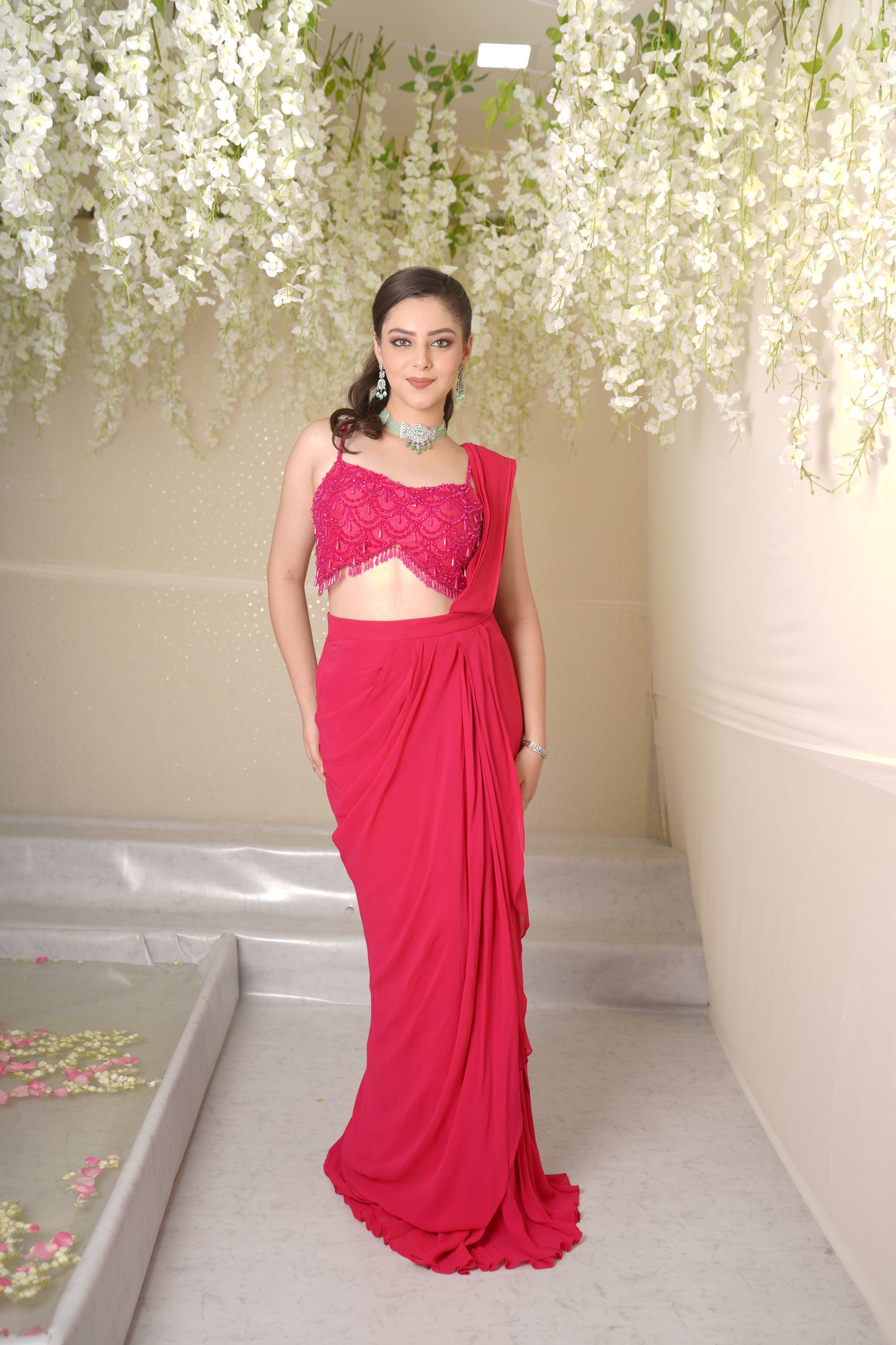 Alesha Scallop Drape Saree