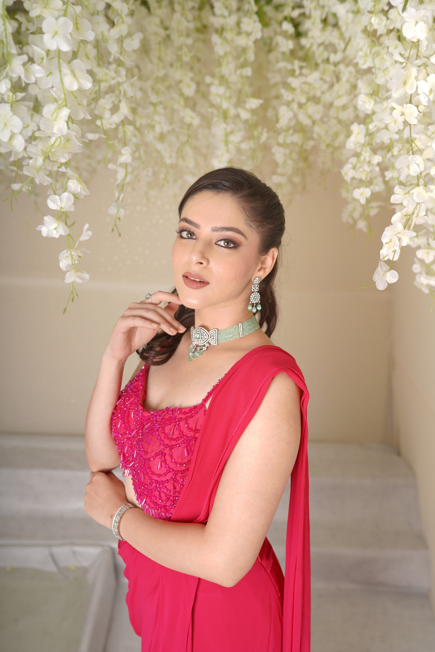 Alesha Scallop Drape Saree