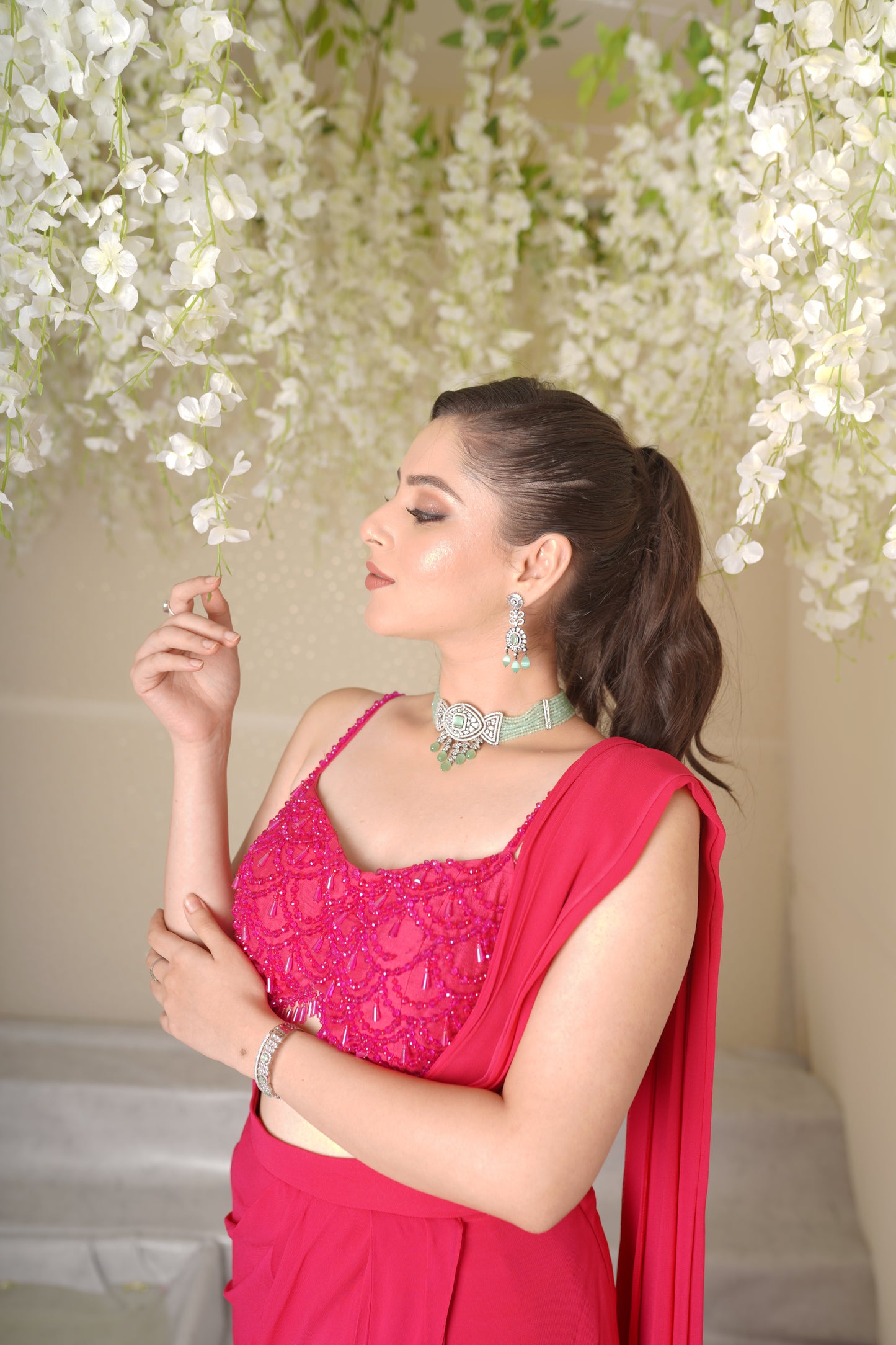 Alesha Scallop Drape Saree