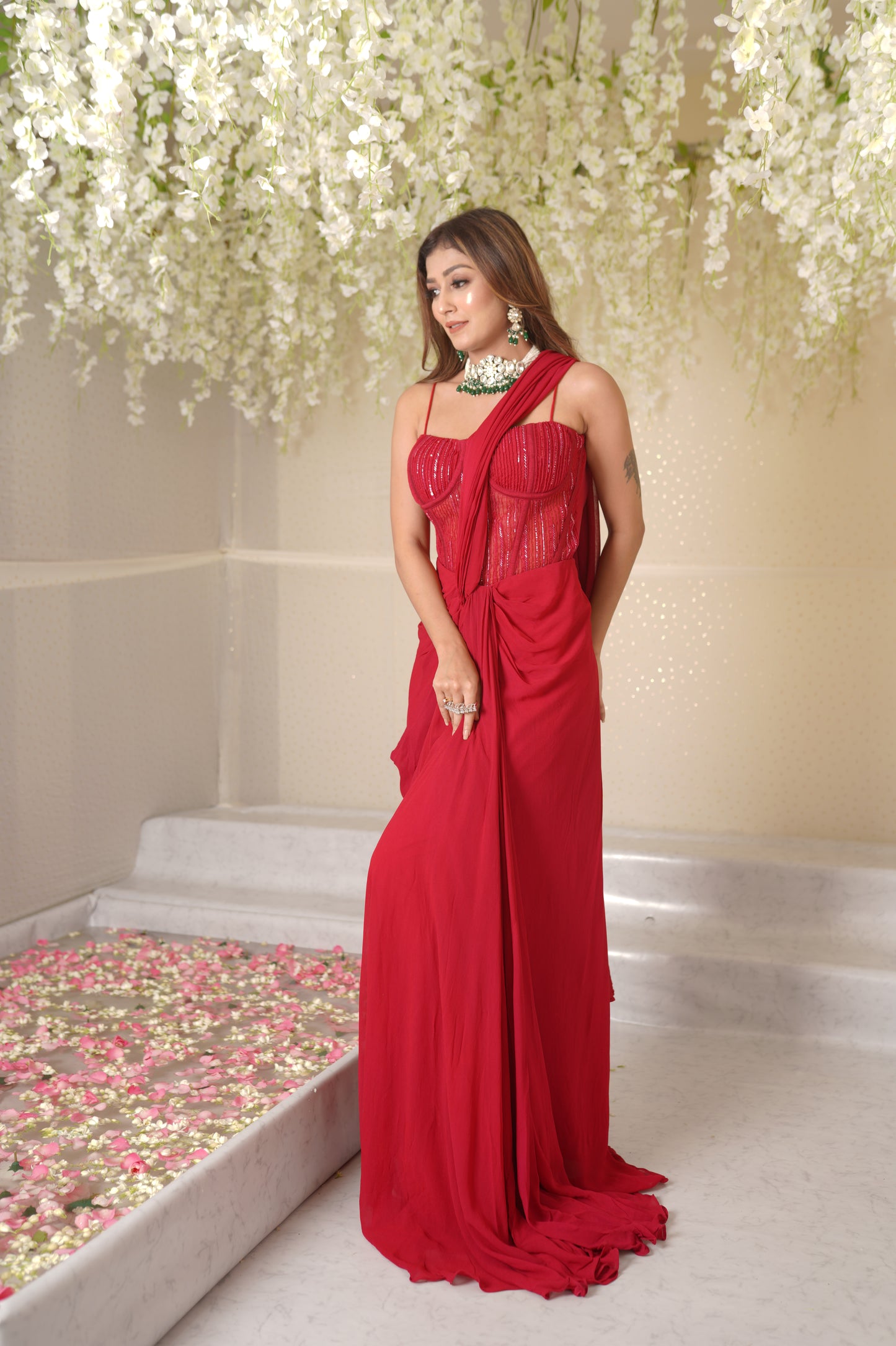 Rahi Corset with Drape Saree