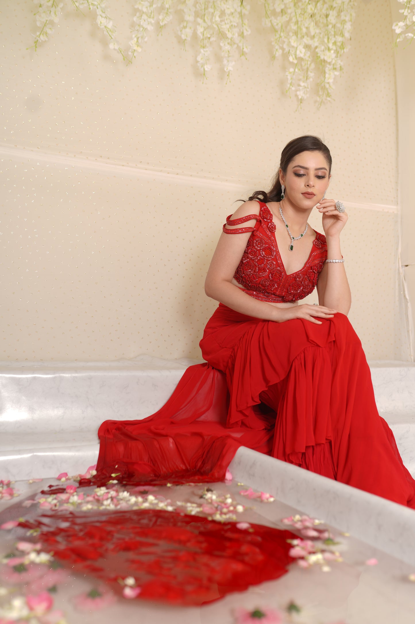 Zara Floral Blouse With Drape Saree