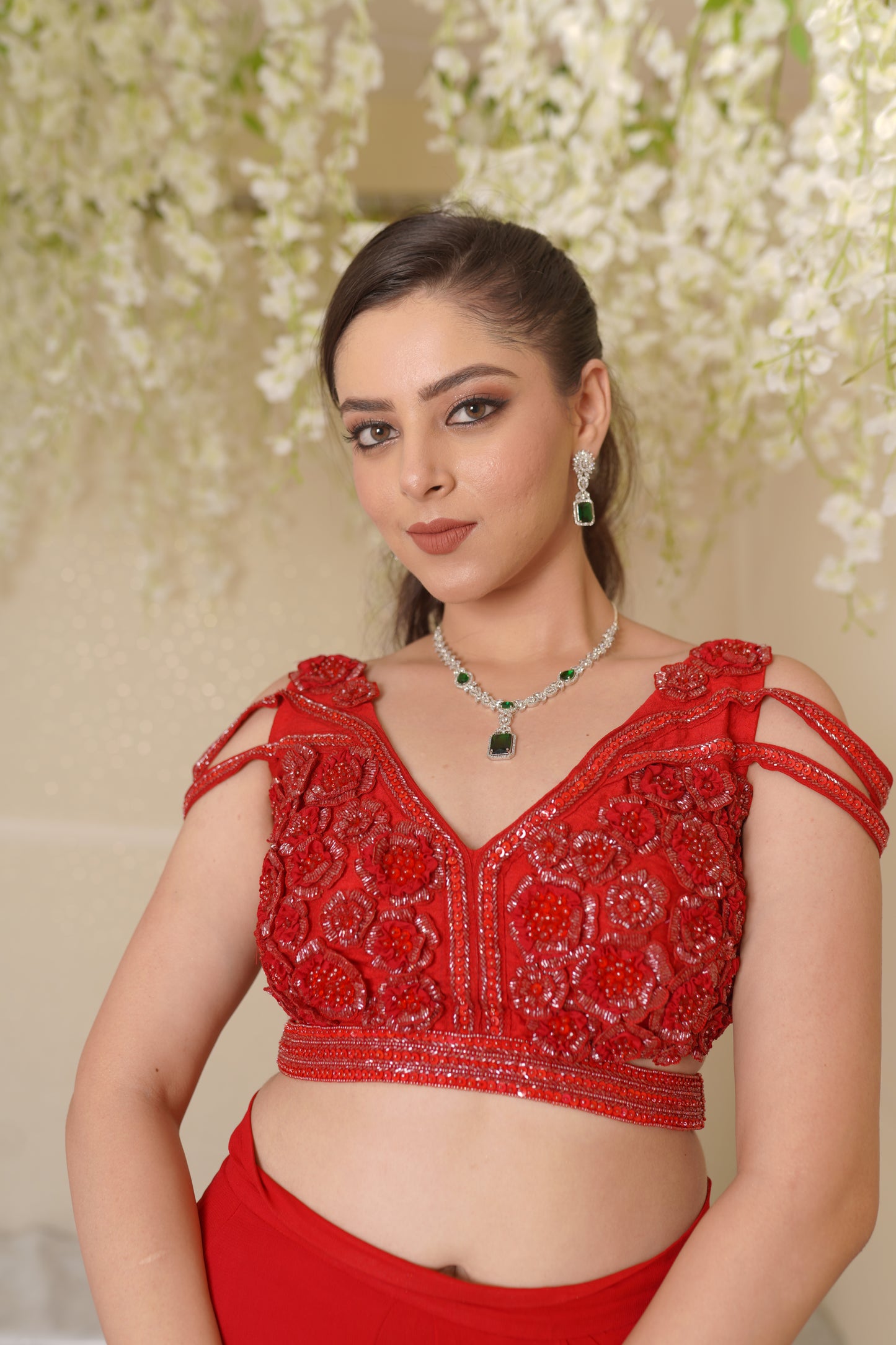 Zara Floral Blouse With Drape Saree
