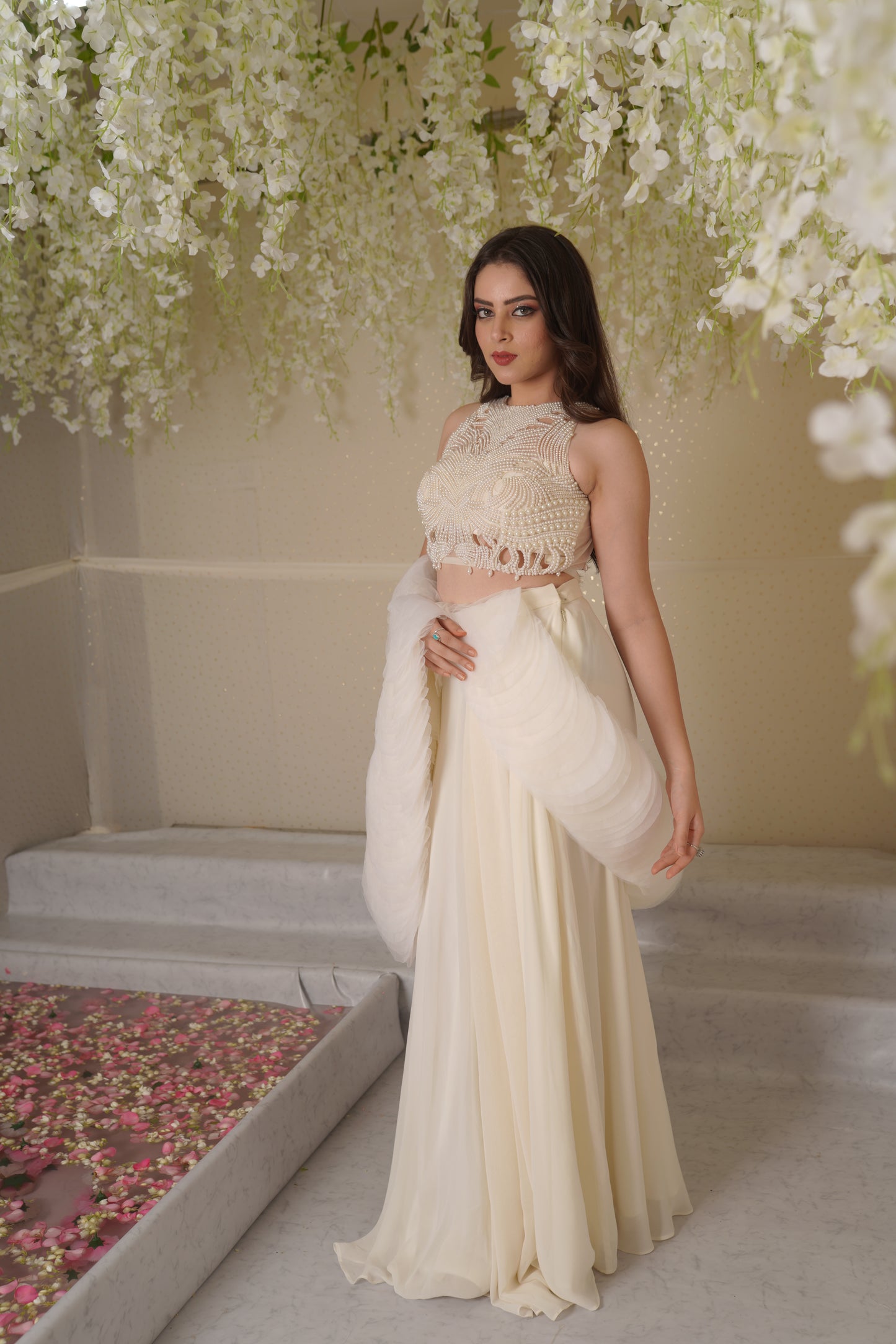 Alia Pearl Detachable Pallu Lehenga