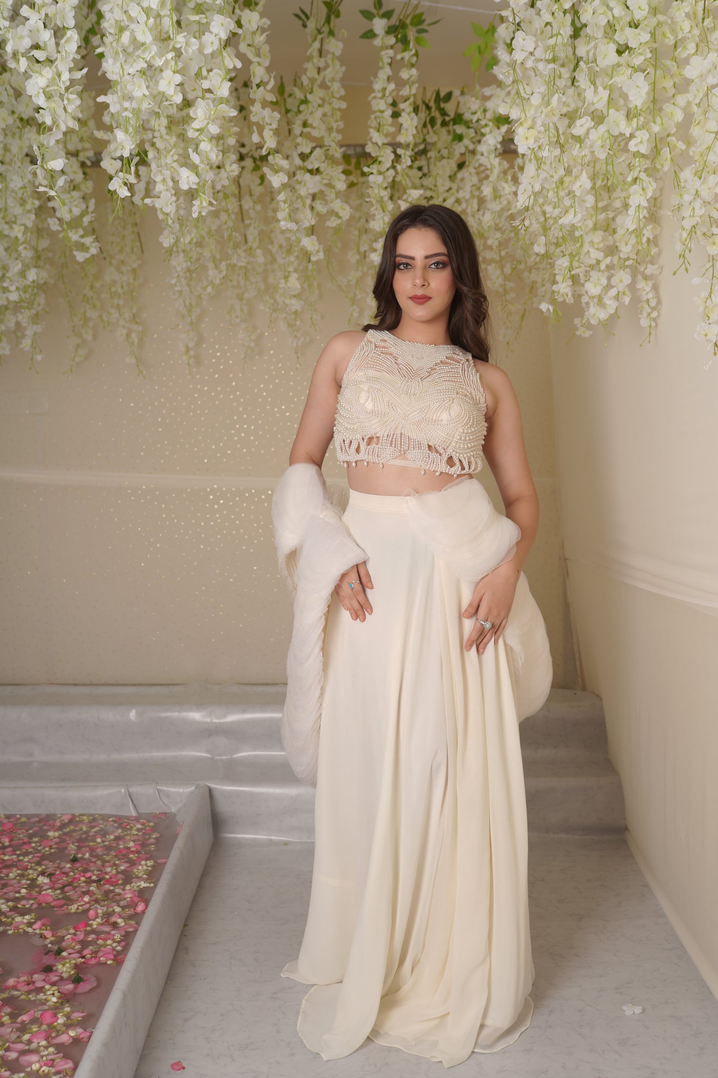 Alia Pearl Detachable Pallu Lehenga