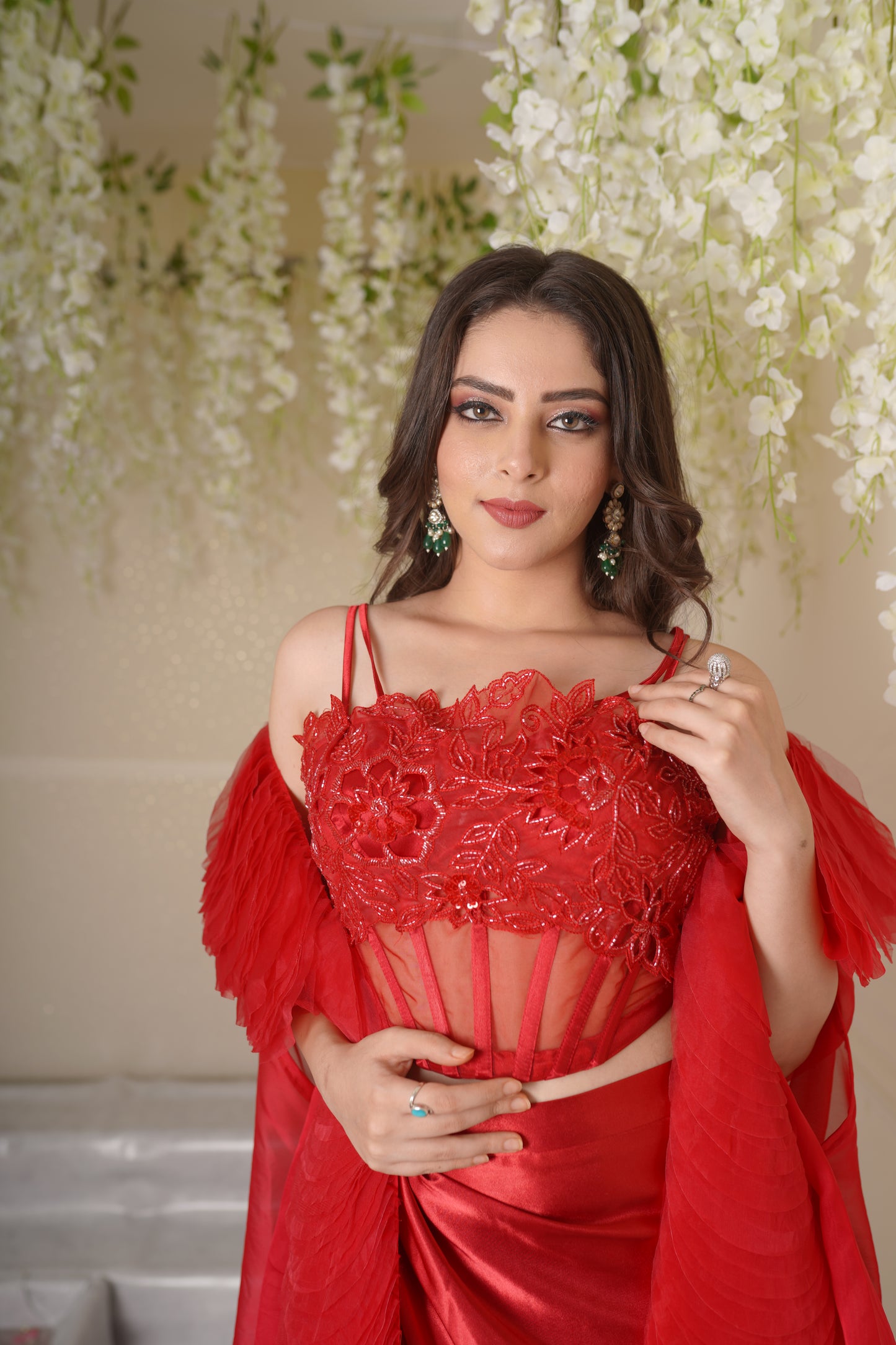 Kyra Corset with Textured Pallu and Skirt