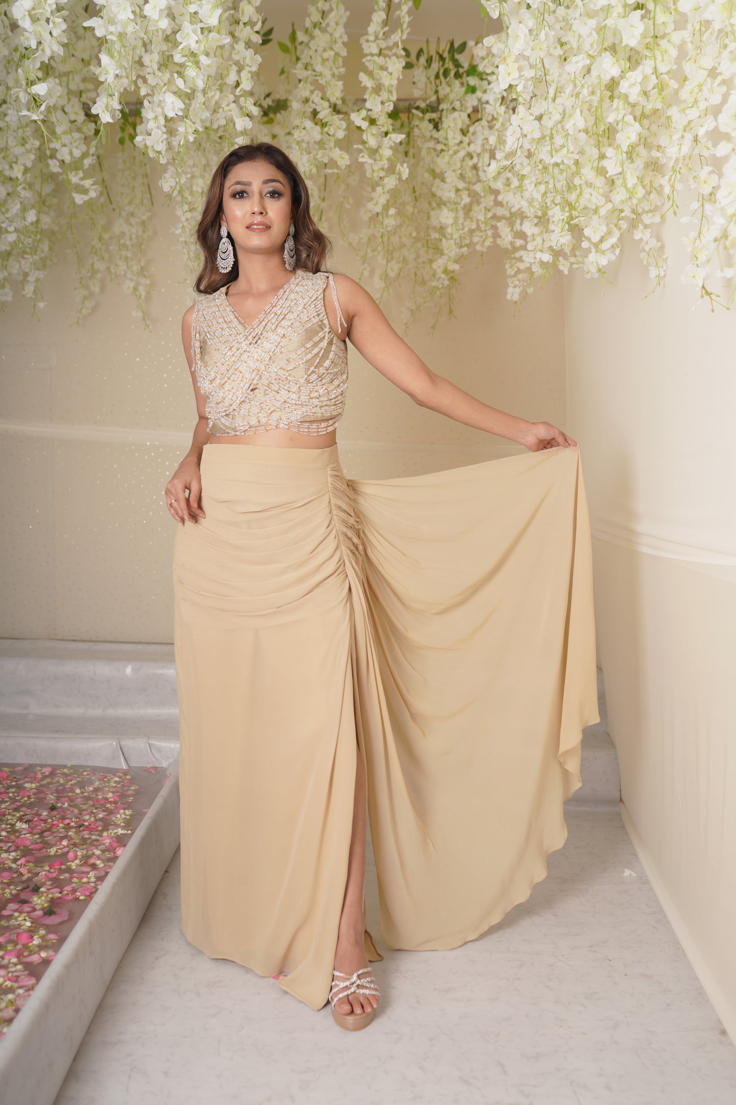 Tamanna Crystal blouse with Drape Skirt