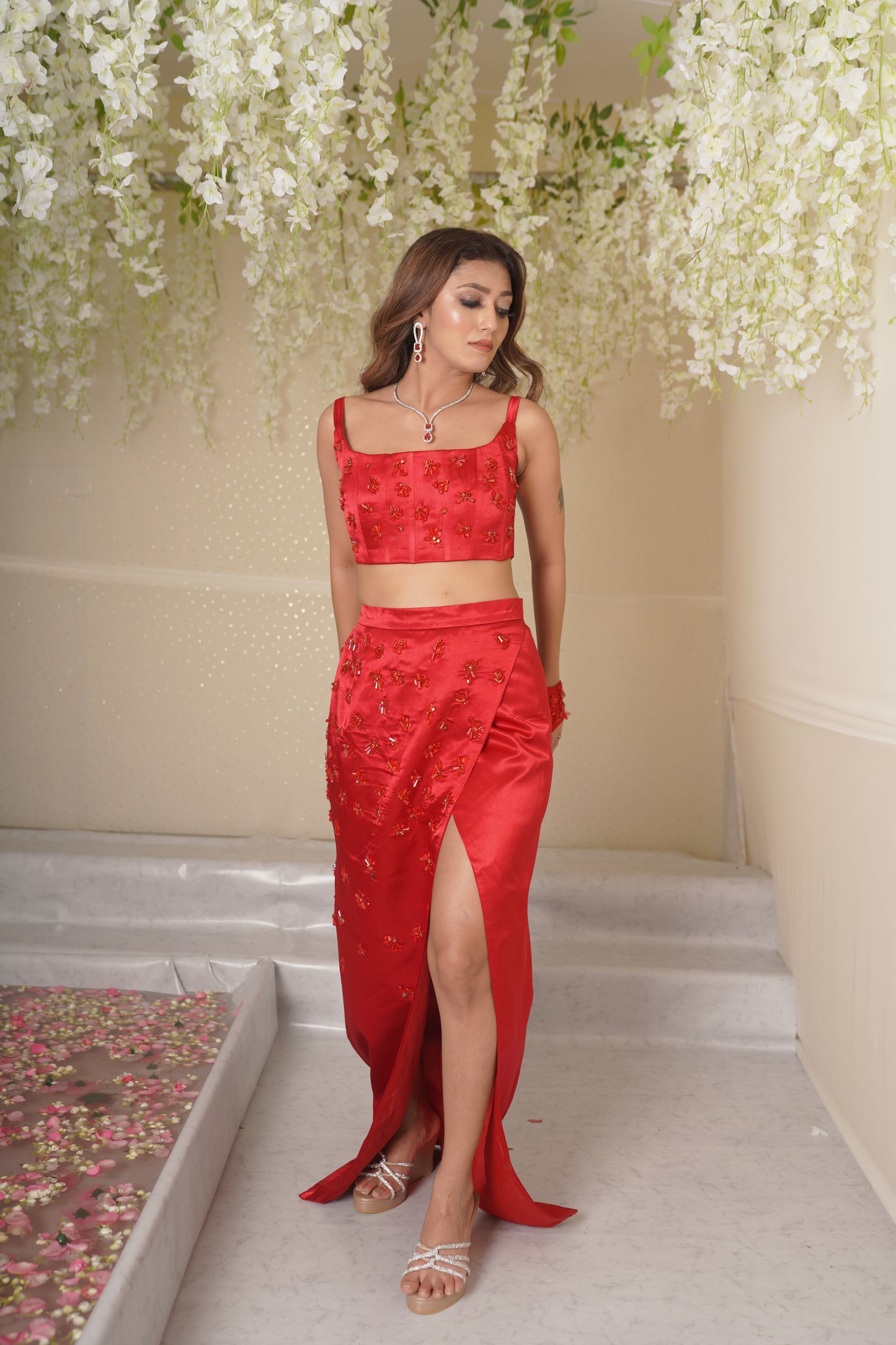 Eshani Crystal Blouse And Skirt