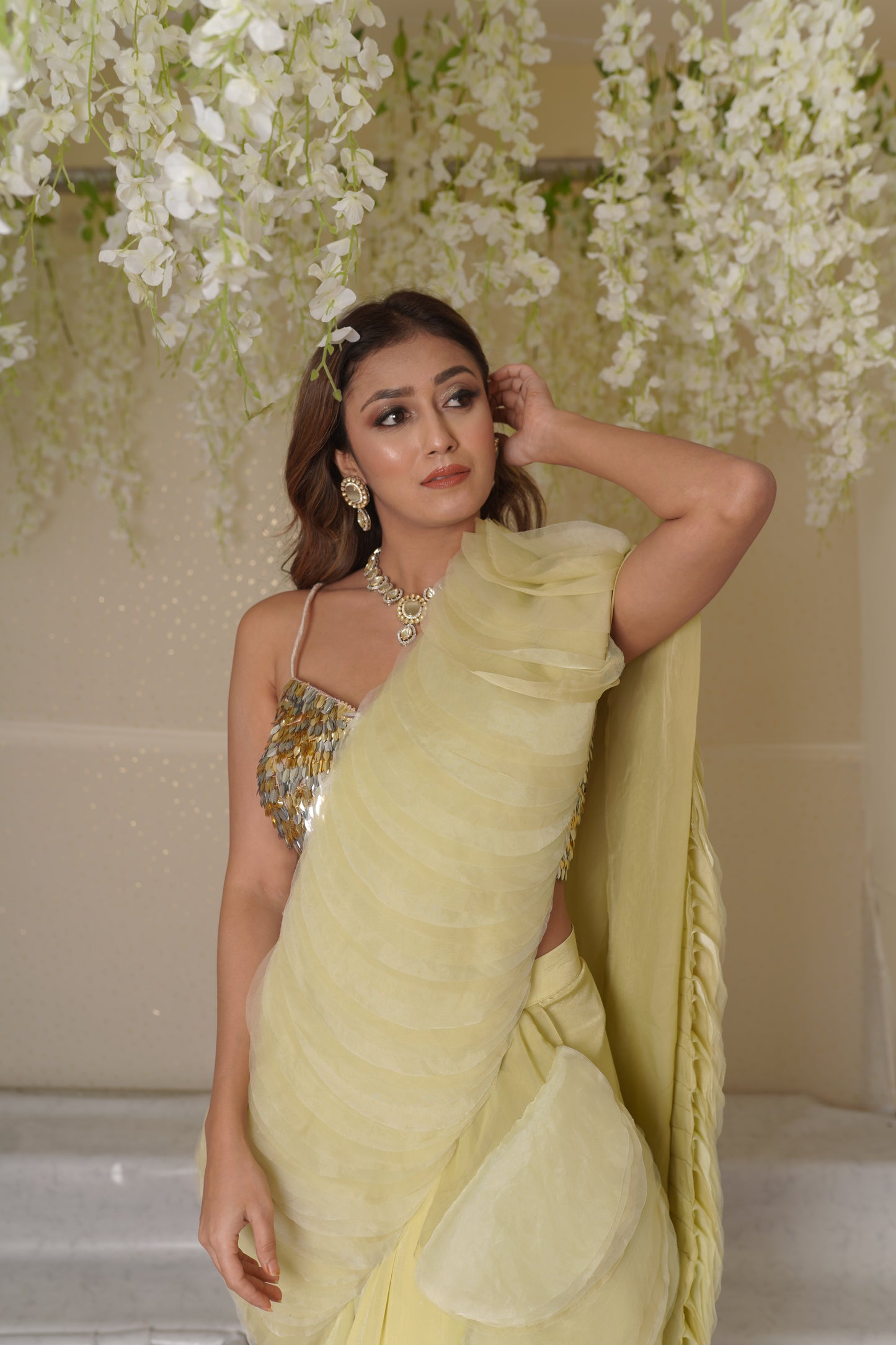 Aurora Textured Saree with petal Blouse