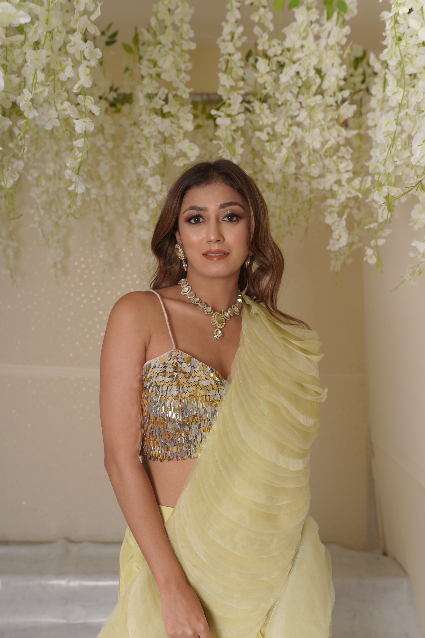 Aurora Textured Saree with petal Blouse