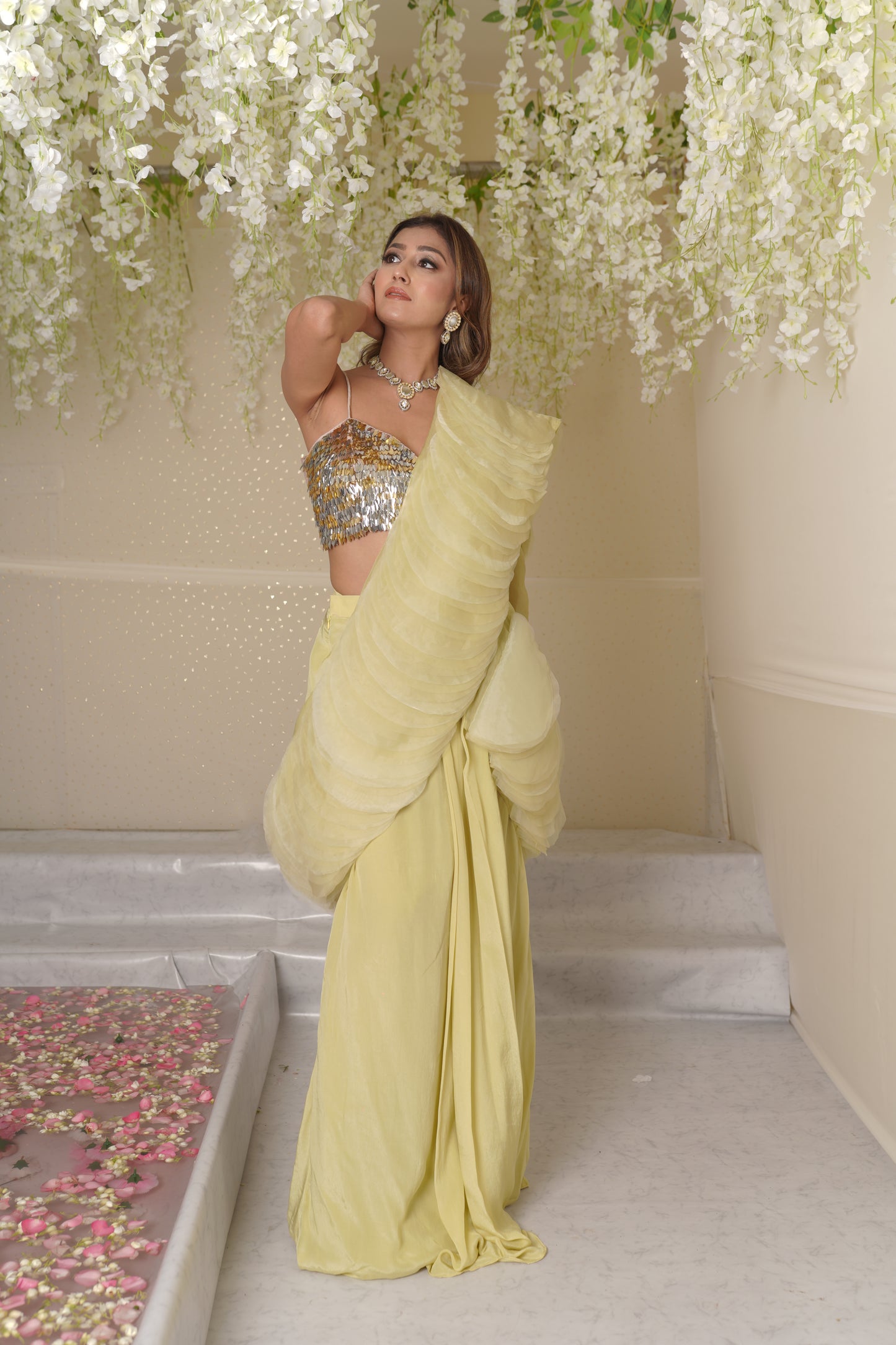 Aurora Textured Saree with petal Blouse