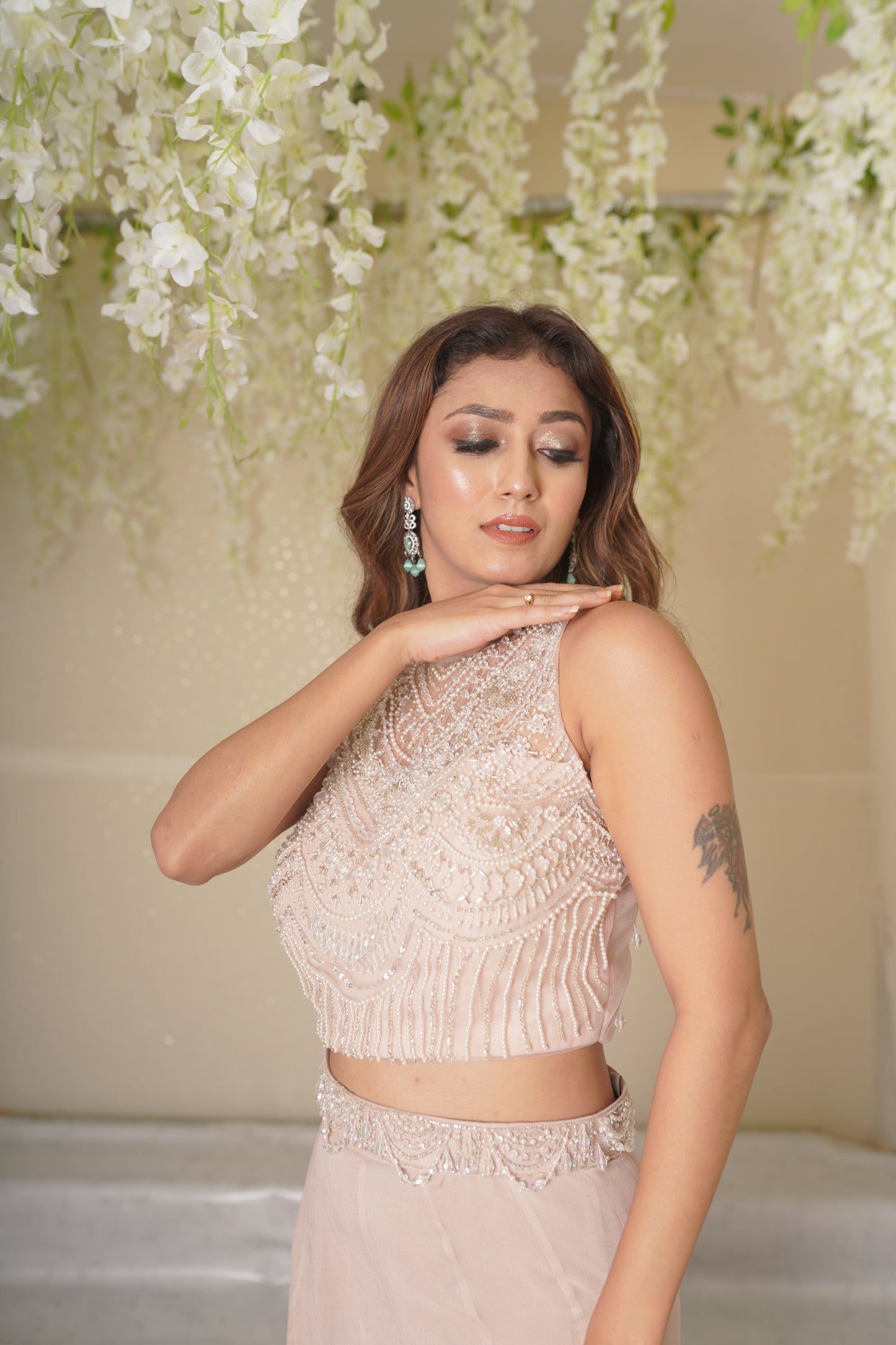 Eira Embellished Blouse with Palazzo