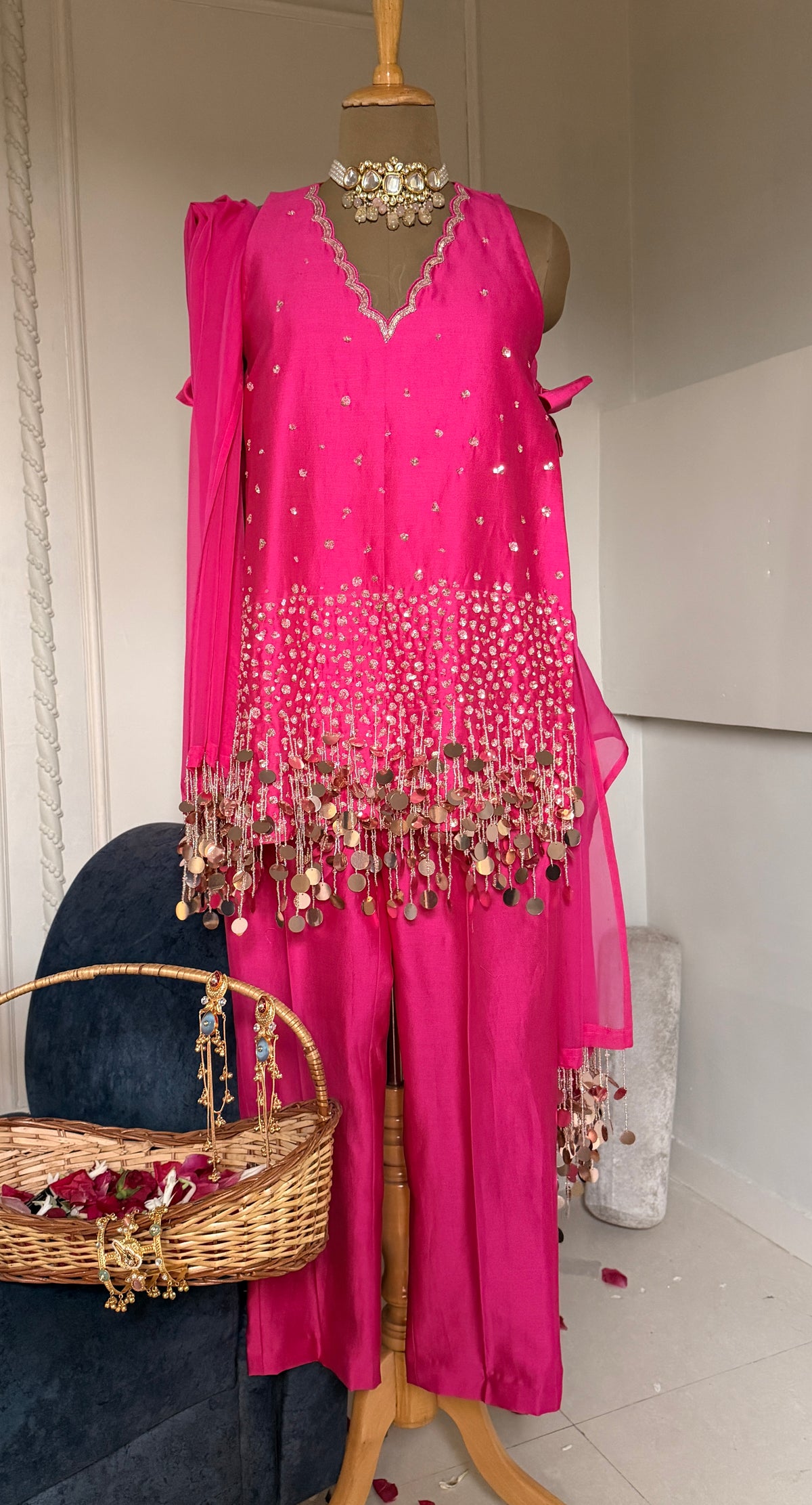 Rose Gold Tassel Kurta Set