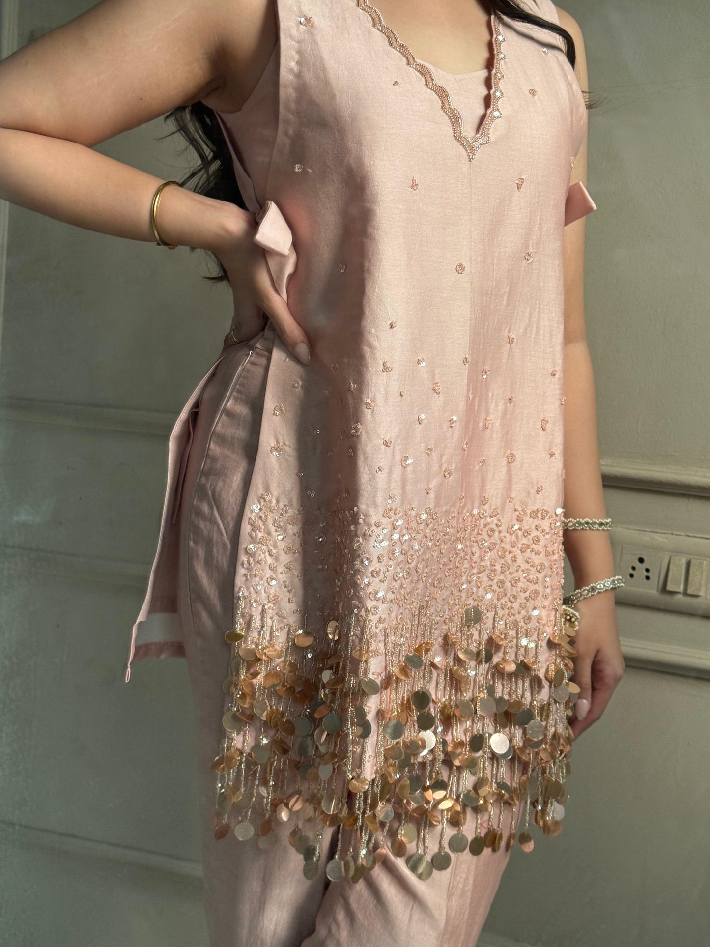 Rose Gold Tassel Kurta Set