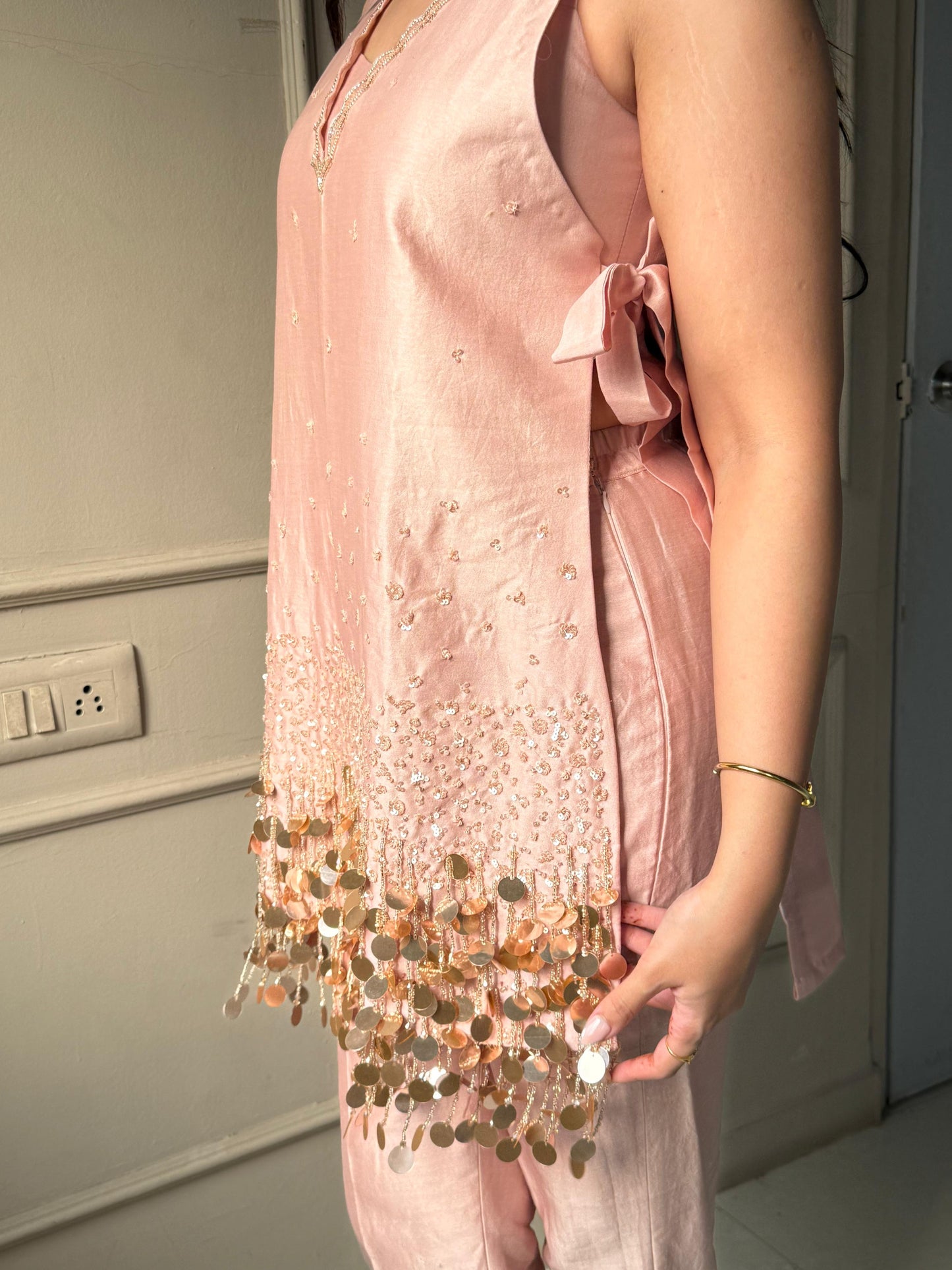 Rose Gold Tassel Kurta Set