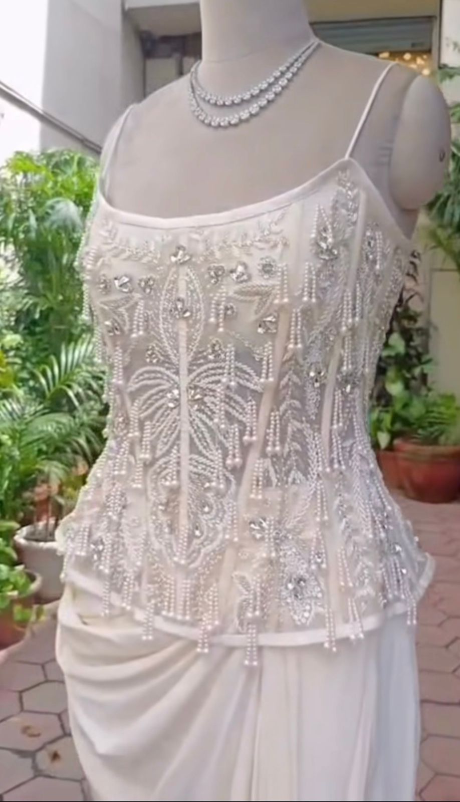 Ivory Pearl Tassel Corset Set