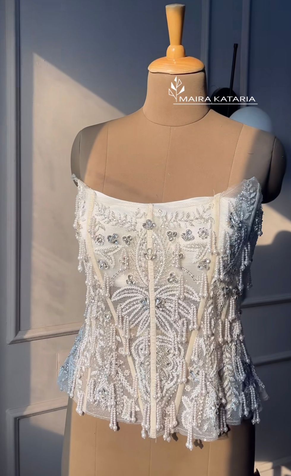 Ivory Pearl Tassel Corset Set