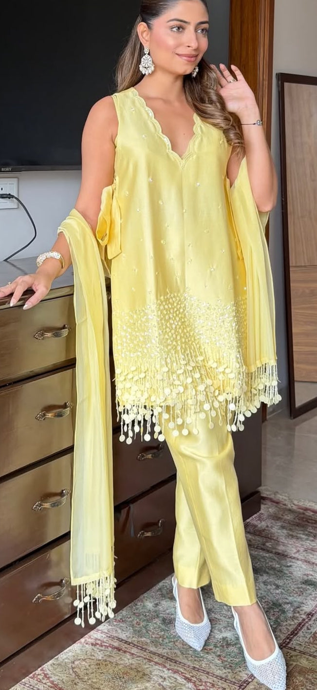 Rose Gold Tassel Kurta Set